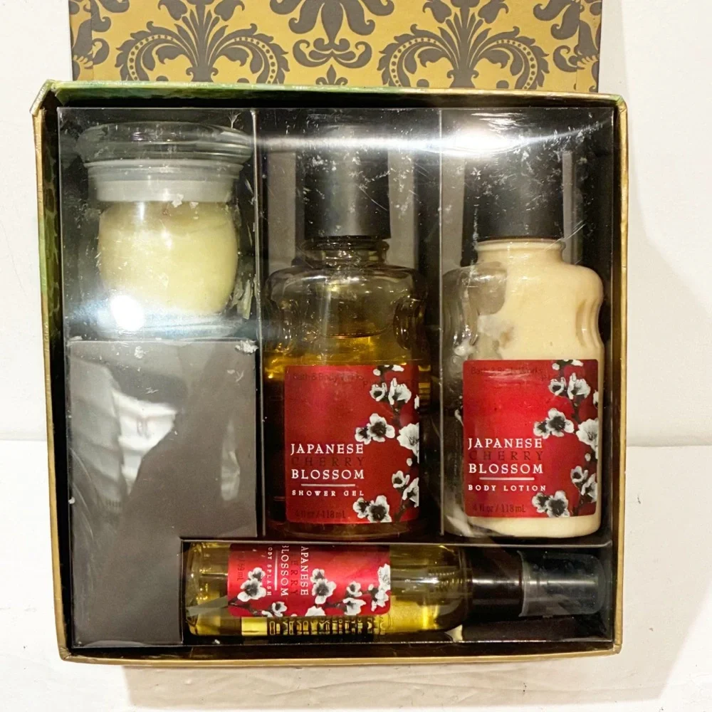 Bath Body Works Japanese Cherry Blossom Orig PLEASURES‎ 4 Piece Set NEW